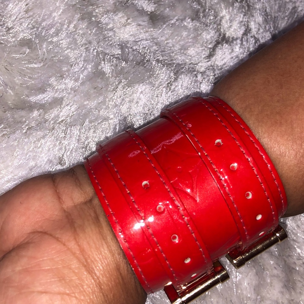 Louis Vuitton red patent cuff